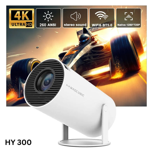 HY300 Portable Projector - Round Design, Android Full HD Movie Projector for Home Theater