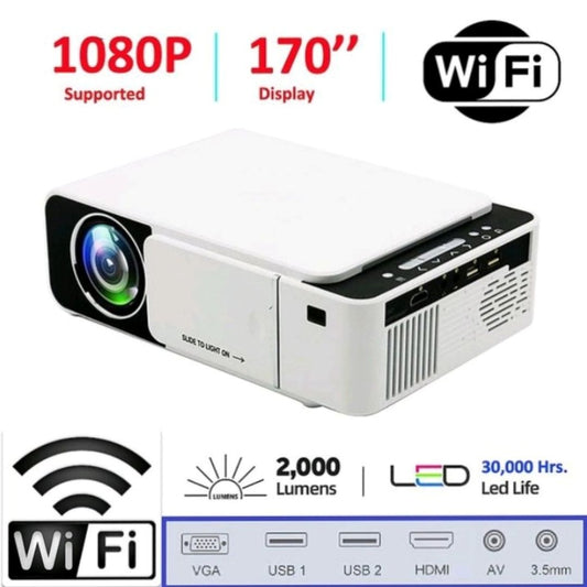 T5 Smart Portable LED Projector - 1080P HD Video, WiFi, Mirascreen, SameScreen, Direct YouTube, VGA, HDMI, USB