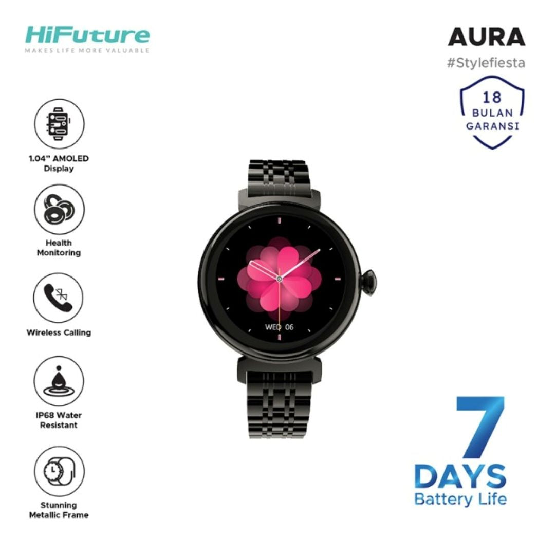 HiFuture Aura Women's Smartwatch - 1.04" AMOLED Display, IP68 Waterproof, 7 Days Battery Life