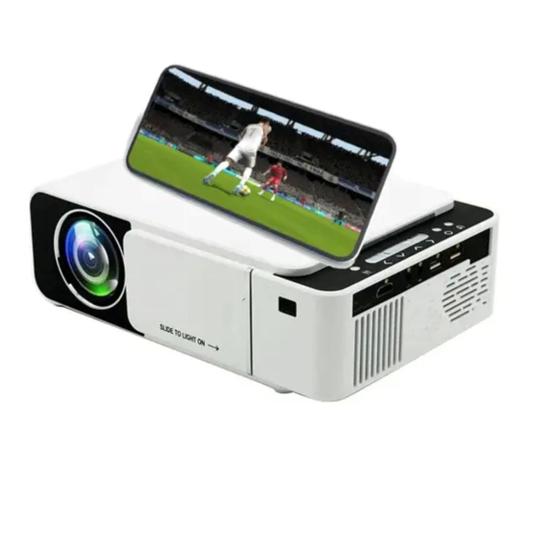 T5 Mini LED Projector - Portable HD Home Theater Media Player, AC 100‑240V, White