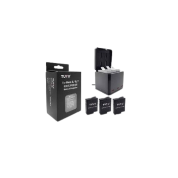 TUYU for GoPro Hero 7 Black Hero 6 5 Cam 3-way Battery Charger and 3 Batteries Kit Charging Storage Box