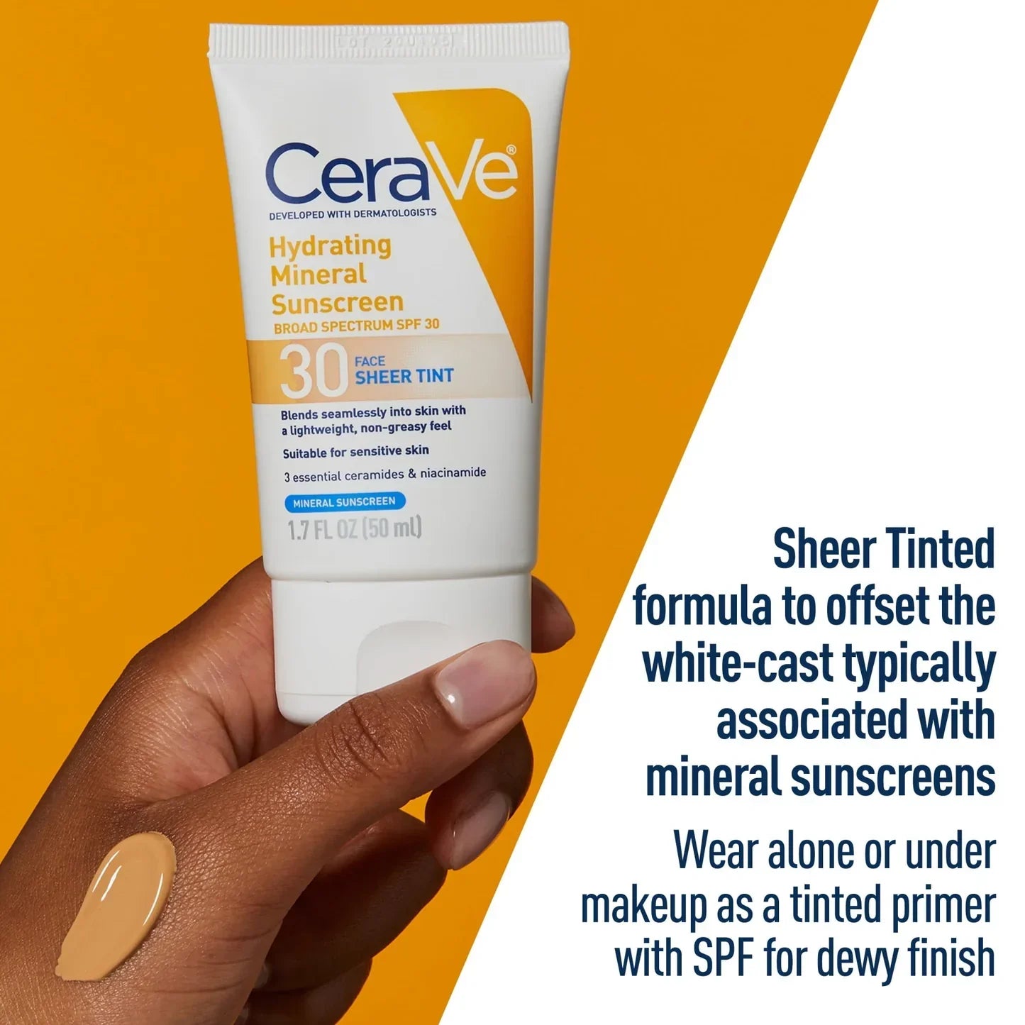 CeraVe Hydrating Sheer Sunscreen SPF 30 for Face and Body | Mineral & Chemical Sunscreen with Zinc Oxide, Hyaluronic Acid, Niacinamides and Ceramides| Paraben Free Fragrance Free | 3 Ounces